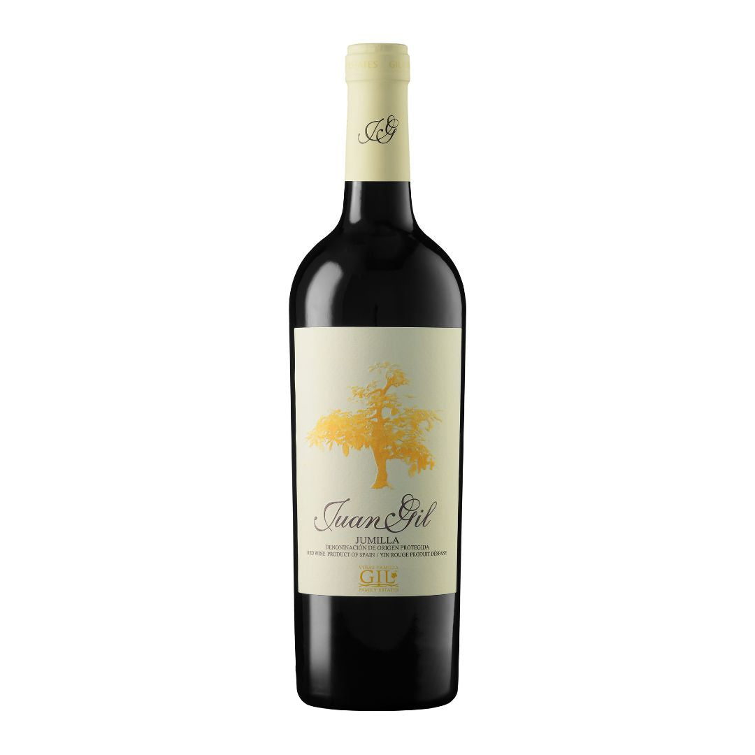 Wine bottle with a label on a white background