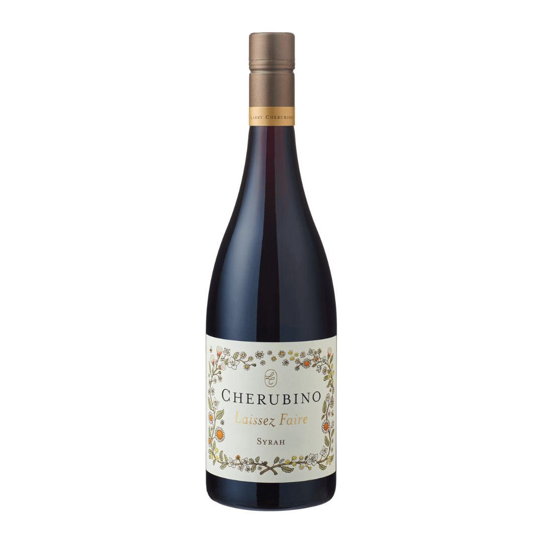 Wine bottle with 'Cherubino' label on a white background