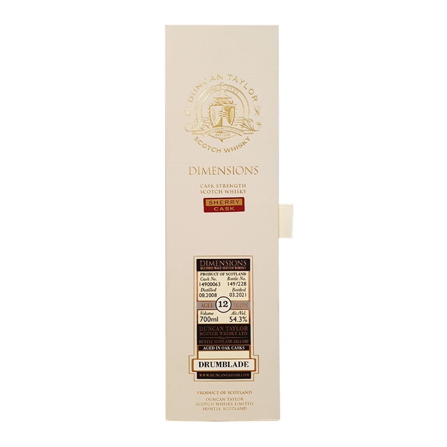 Drumblade 12 Year Old 2008 Cask #14900063 Dimensions 54.3% 70cl