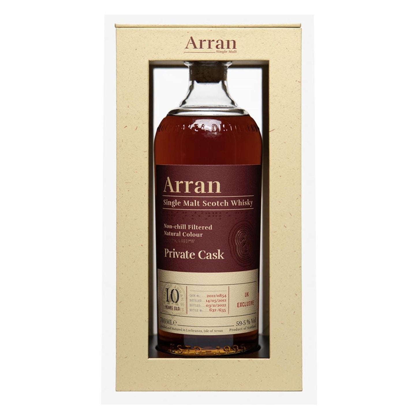 Arran Single Cask 2012 10 Year Old 59.5% Cask 12/0854 70cl