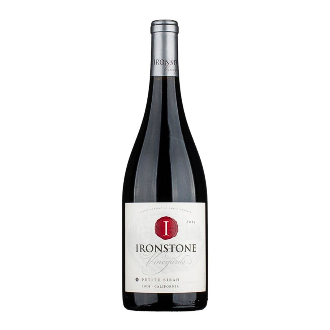 Wine bottle with Ironstone label on a white background