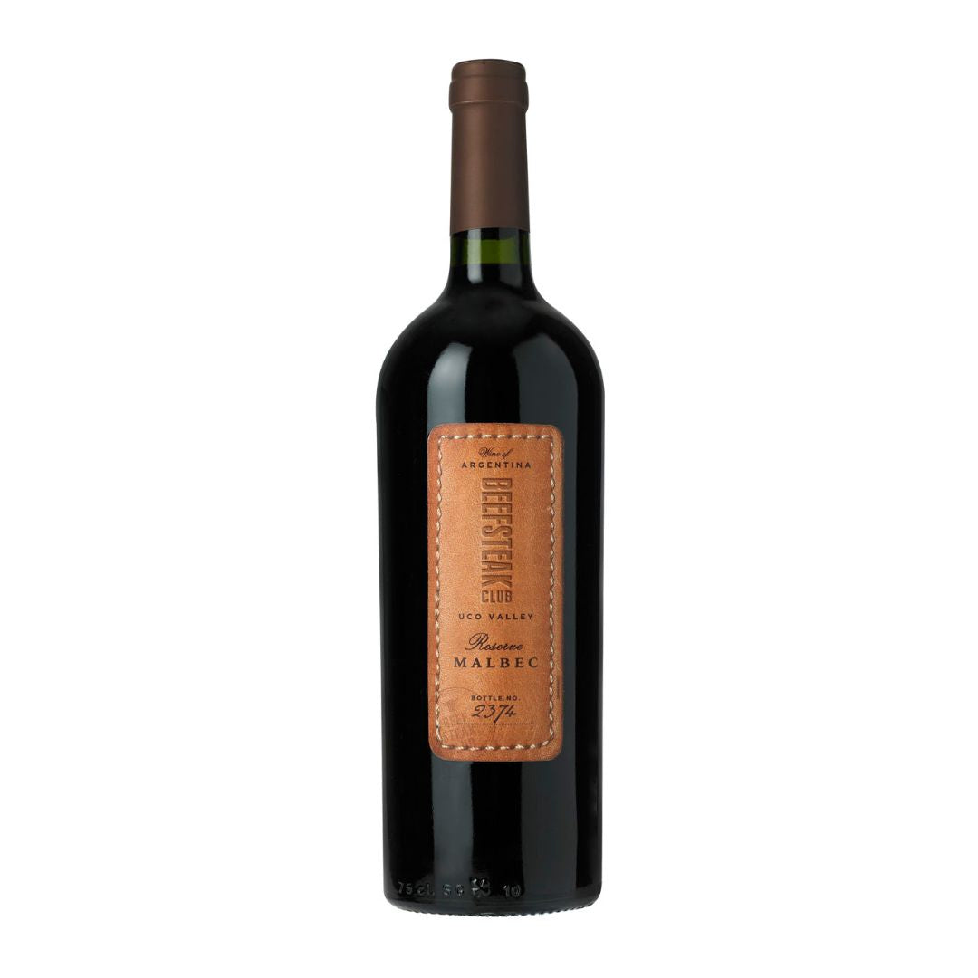 Wine bottle with a brown label on a white background