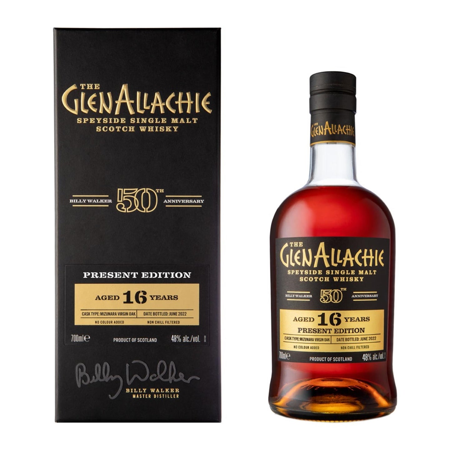 GlenAllachie Billy Walker 50th Anniversary Present Edition 16 Year Old 70cl
